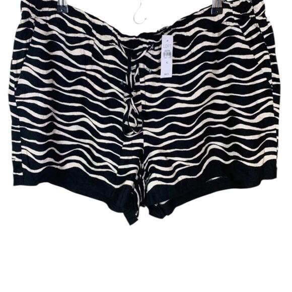 Loft Shorts Women's Size X-Large Animal Print Black Linen Blend Board Athleisure - Picture 1 of 4